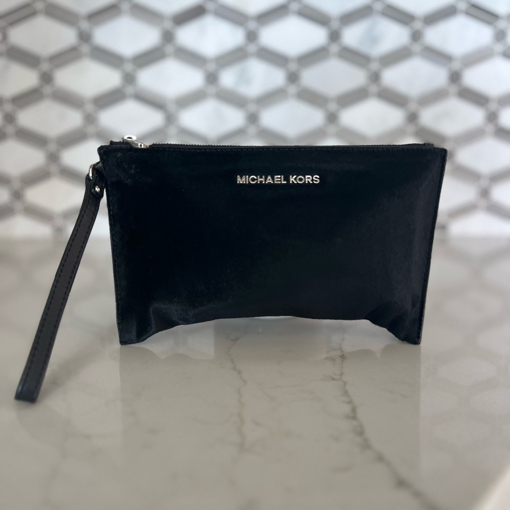 Michael Kors wristlet/ clutch black calf hair